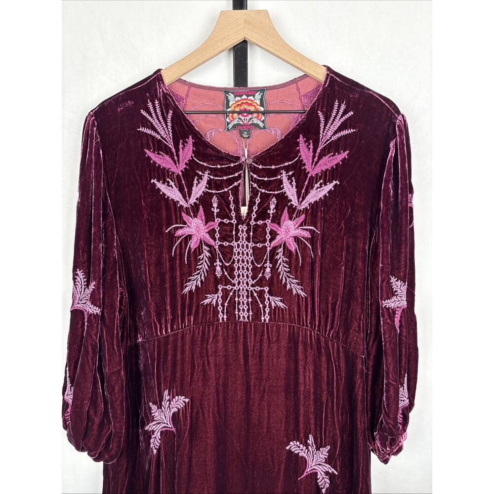 NEW Johnny Was Palmira Velvet Midi Dress Womens Petite Small (6-8) Purple Boho - Picture 2 of 9